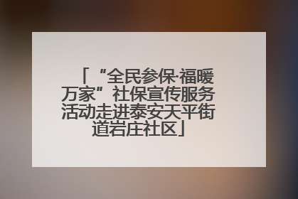 “全民参保·福暖万家”社保宣传服务活动走进泰安天平街道岩庄社区